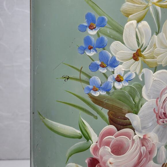 Vintage Plymouth Tole Hand Painted Umbrella Stand Metal Toleware Ball Footed - Picture 15 of 16